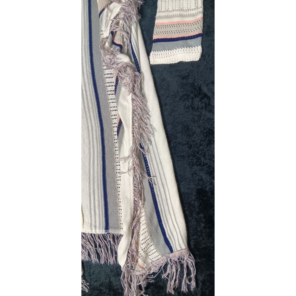 Altard State Open Fron Waterfall Cardigan Kimono Duster S Striped Tasseled Boho - Picture 5 of 10